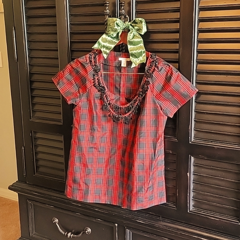 Plaid Silk JCrew Shirt